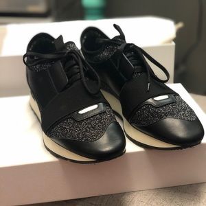 Balenciaga Black and Silver Sneakers